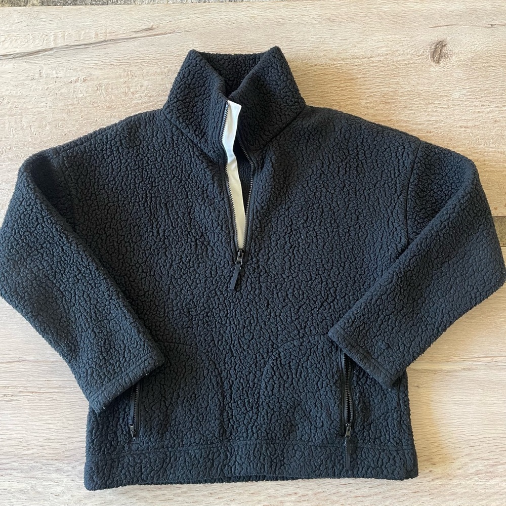 J. Crew Black Sherpa Quarter-Zip Pullover